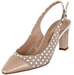Eleganter Slingpumps mit Punktedruck und Blockabsatz