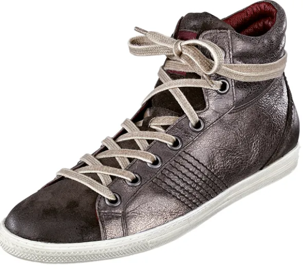 Hochschaftsneaker in glänzendem Metallic-Farbton