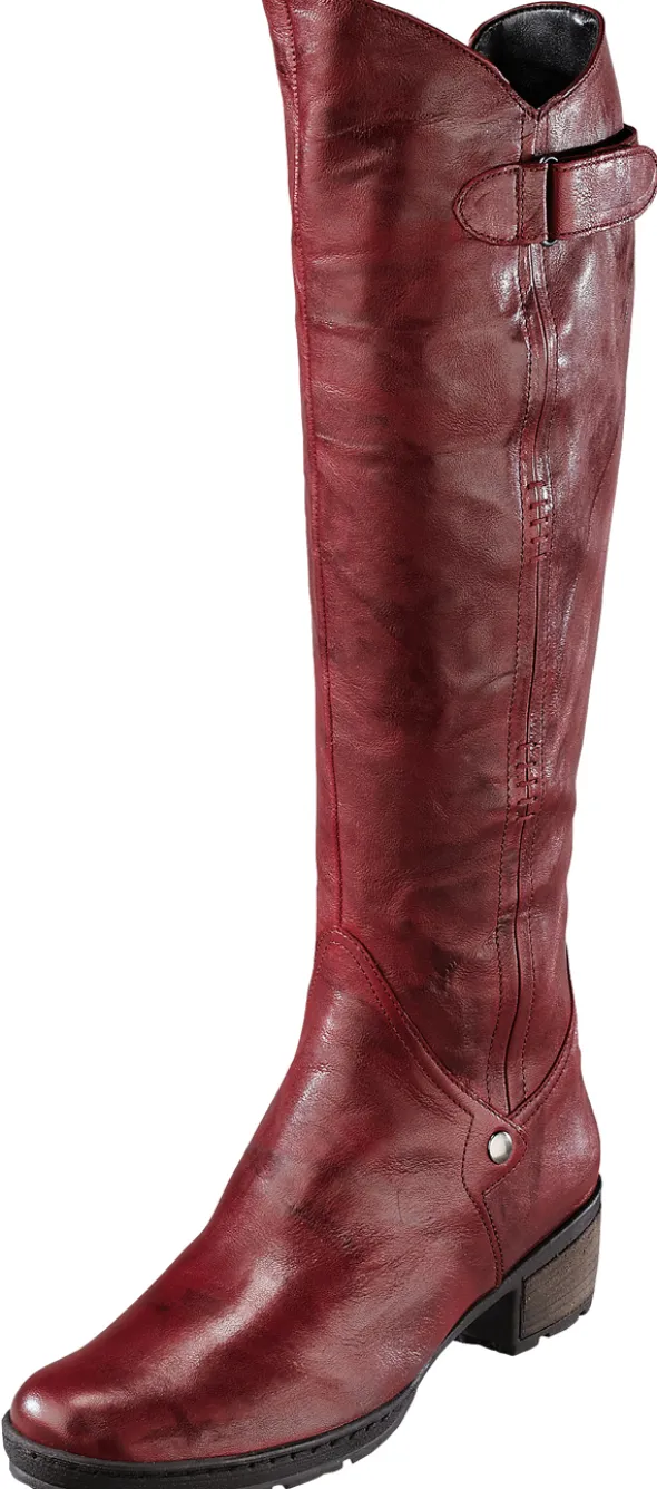 Komfortabler Weitschaftstiefel mit elastischem Einsatz und dekorativer Klettspange