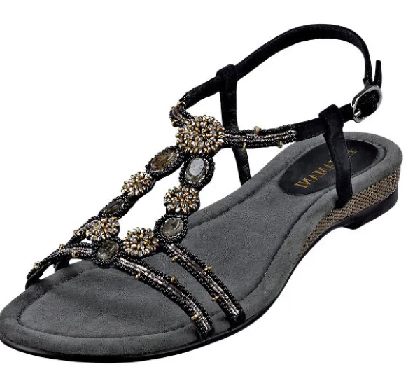 Modische Lazamani Sandalette mit auffallendem Perlenbesatz