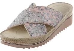 Pantolette mit dekorativer Jute- und Metall Umrandung